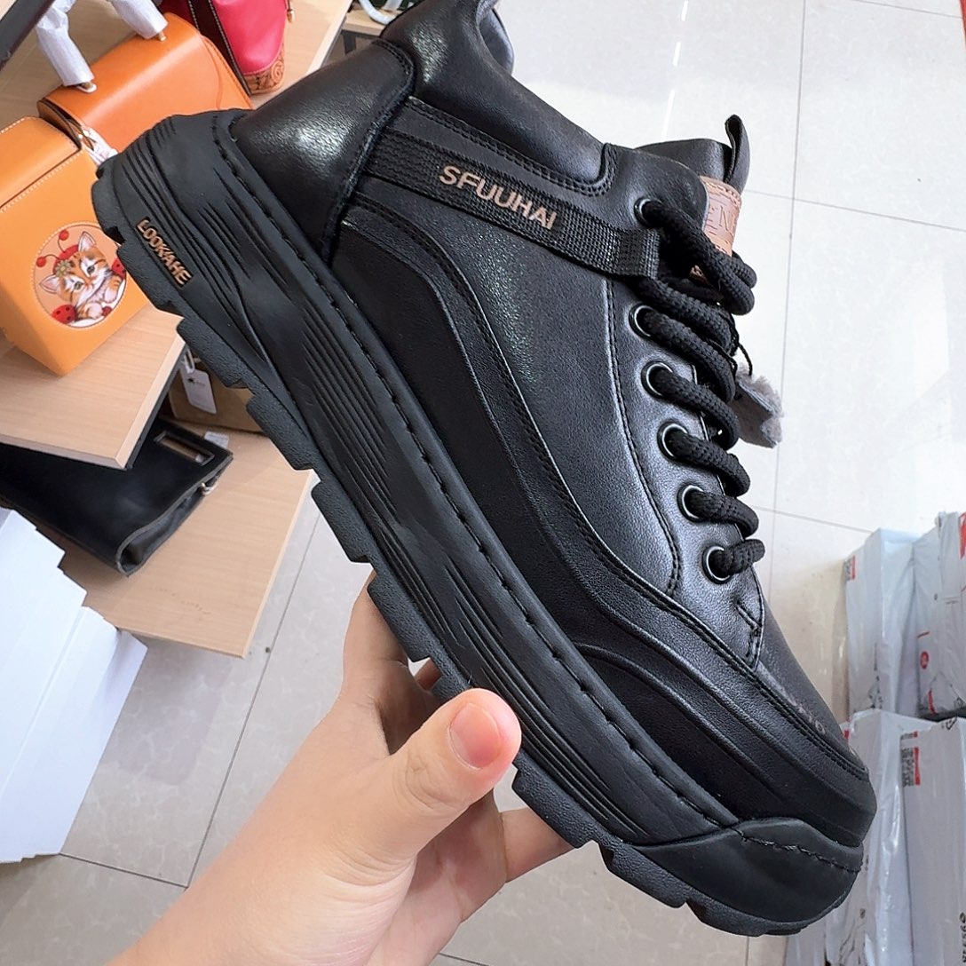 羊剖层皮革42码男士冬季鞋