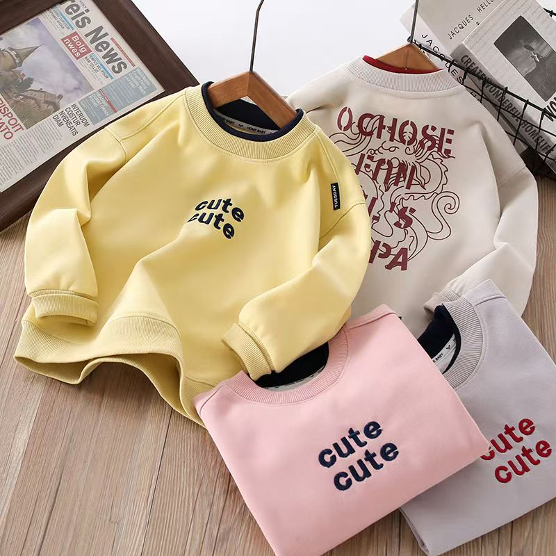 男女童卫衣儿童春款卫衣男童套头春秋装韩版字母洋气女童打底上衣