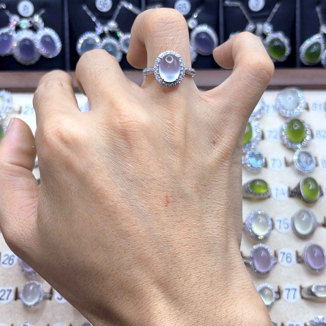 妞****岫玉银S925镶嵌戒指