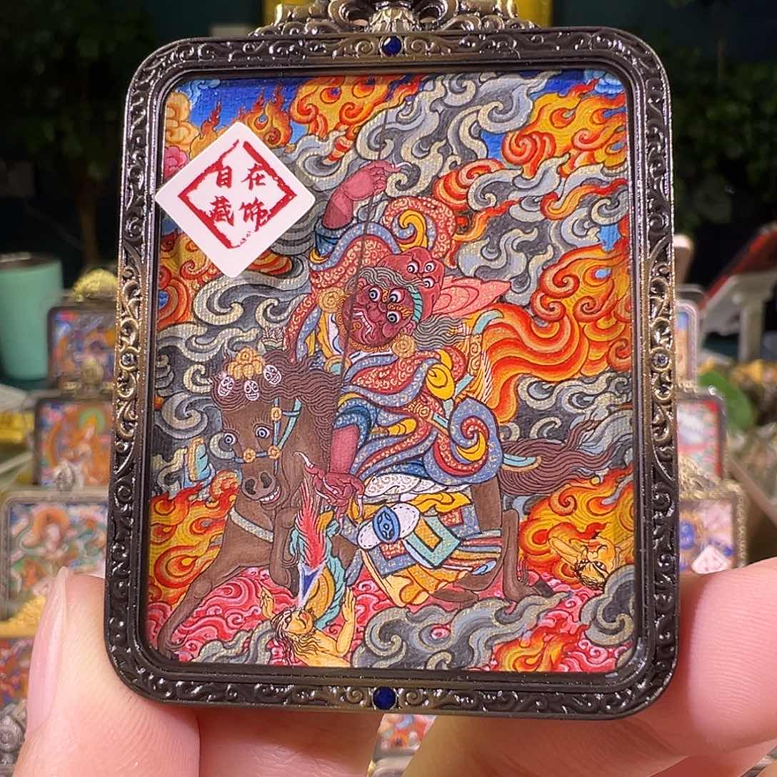 吊坠孜玛护法热贡纯手绘唐卡