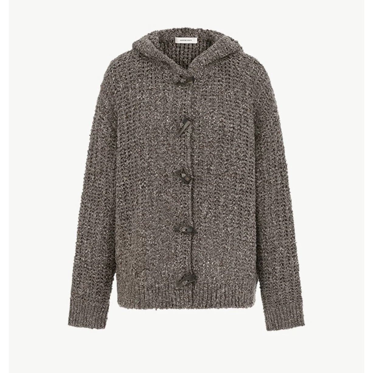 秋冬 羊绒连帽针织开衫 女款绵羊毛毛衣外套CONCISE WHITE简白