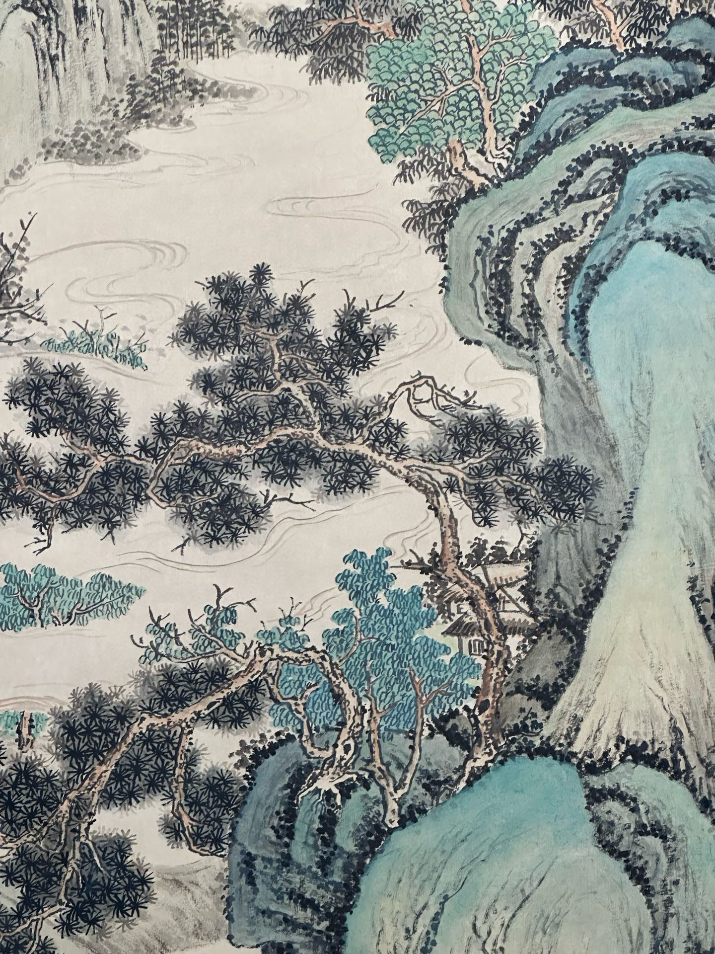 风景山峰松树四尺立轴中式装饰画