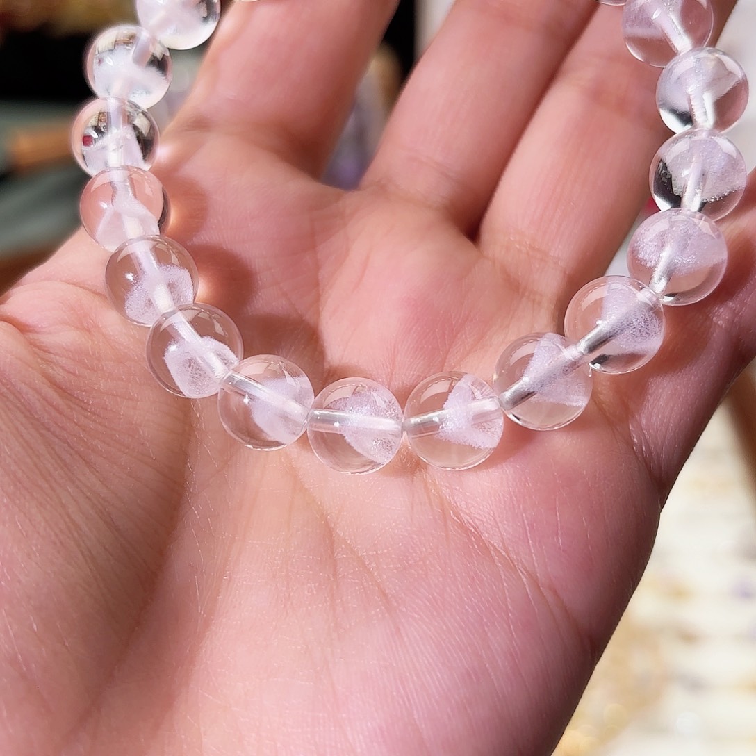 手串未镶嵌水晶白水晶金字塔白幽灵手串素串