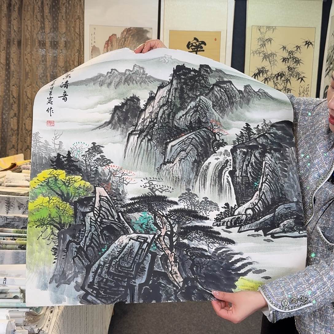 纯手绘国画作品好看斗方