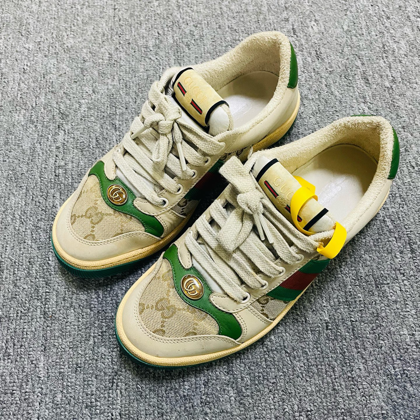 95新 GUCCI/古驰 Screener 做旧款系带低帮时尚板鞋 36.5码/15795