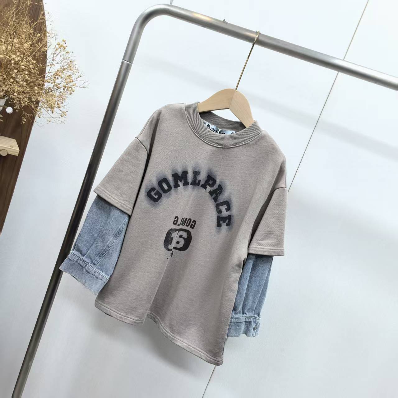 【1526】浅灰色卫衣B6-5