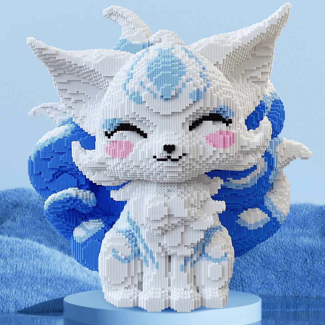 巨大号九尾狐益智玩具积木颗粒拼装女孩节日送礼摆件思维