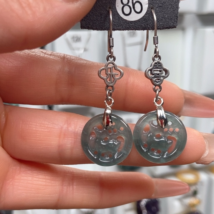 【闪购商品】翡翠耳饰银S925镶嵌耳饰