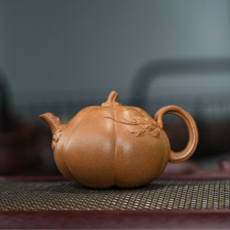 宜兴原矿紫砂壶 原矿黄金段泥 全手工南瓜壶 紫砂壶