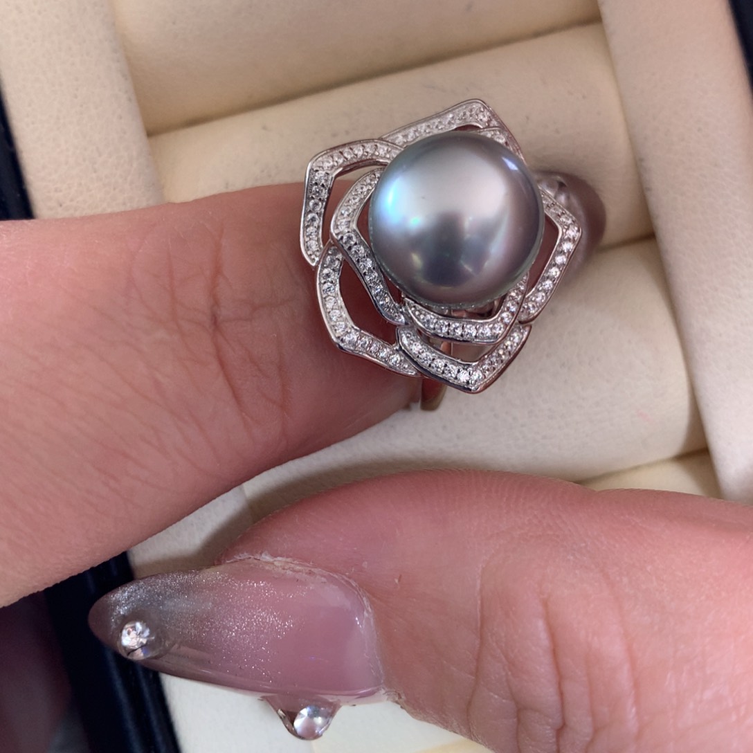 海水珍珠戒指银S925镶嵌
