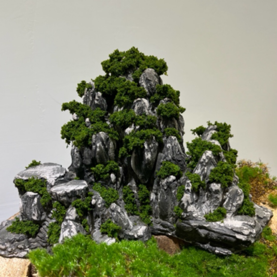 中式复古风格一号高山流水桌面懒人假山家中盆景装饰造景摆件