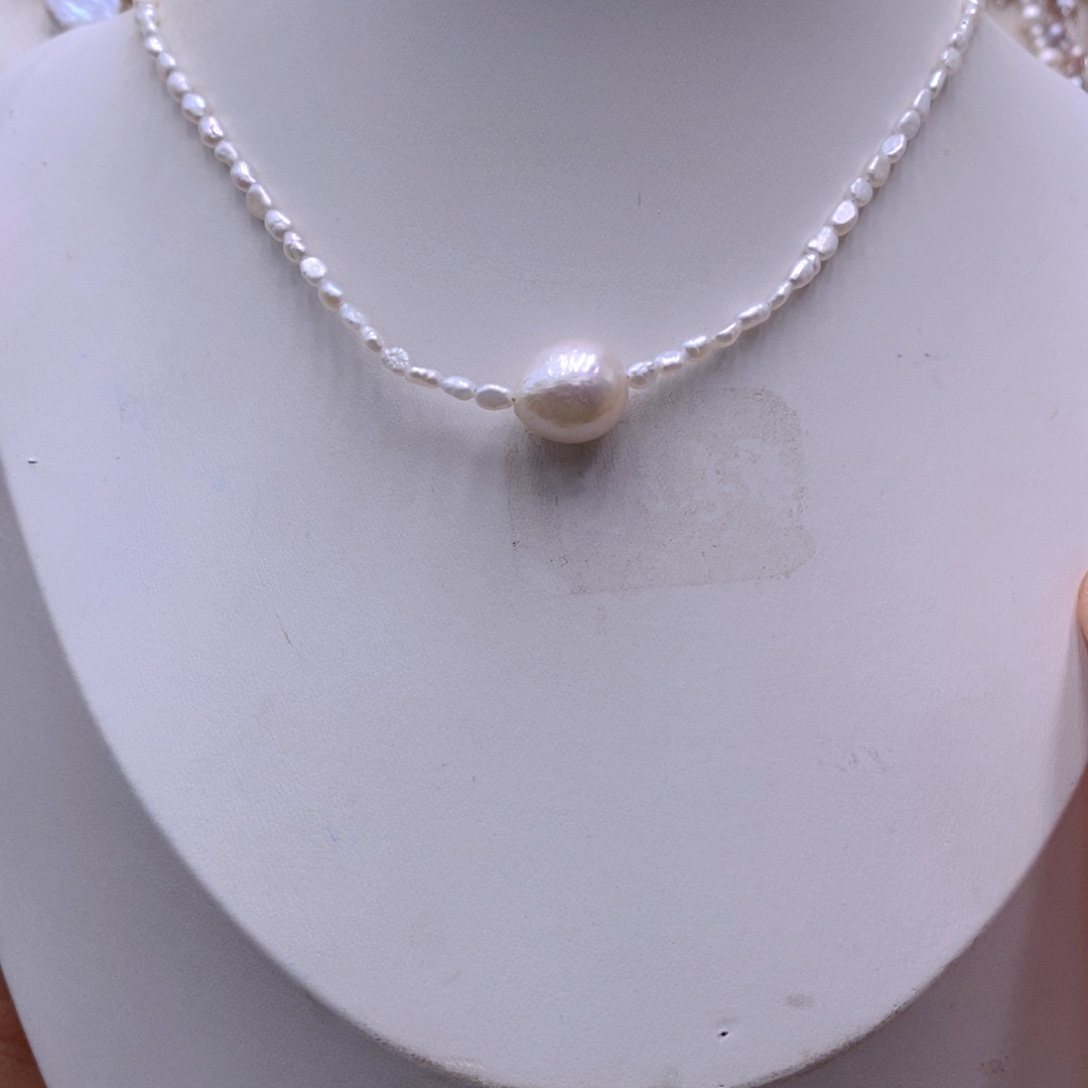 未镶嵌耳饰淡水珍珠项链