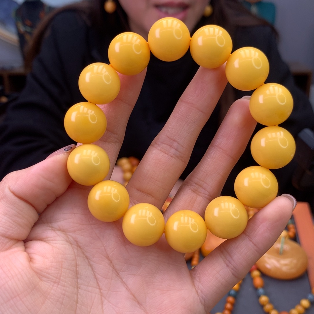 蜜蜡手串未镶嵌天然