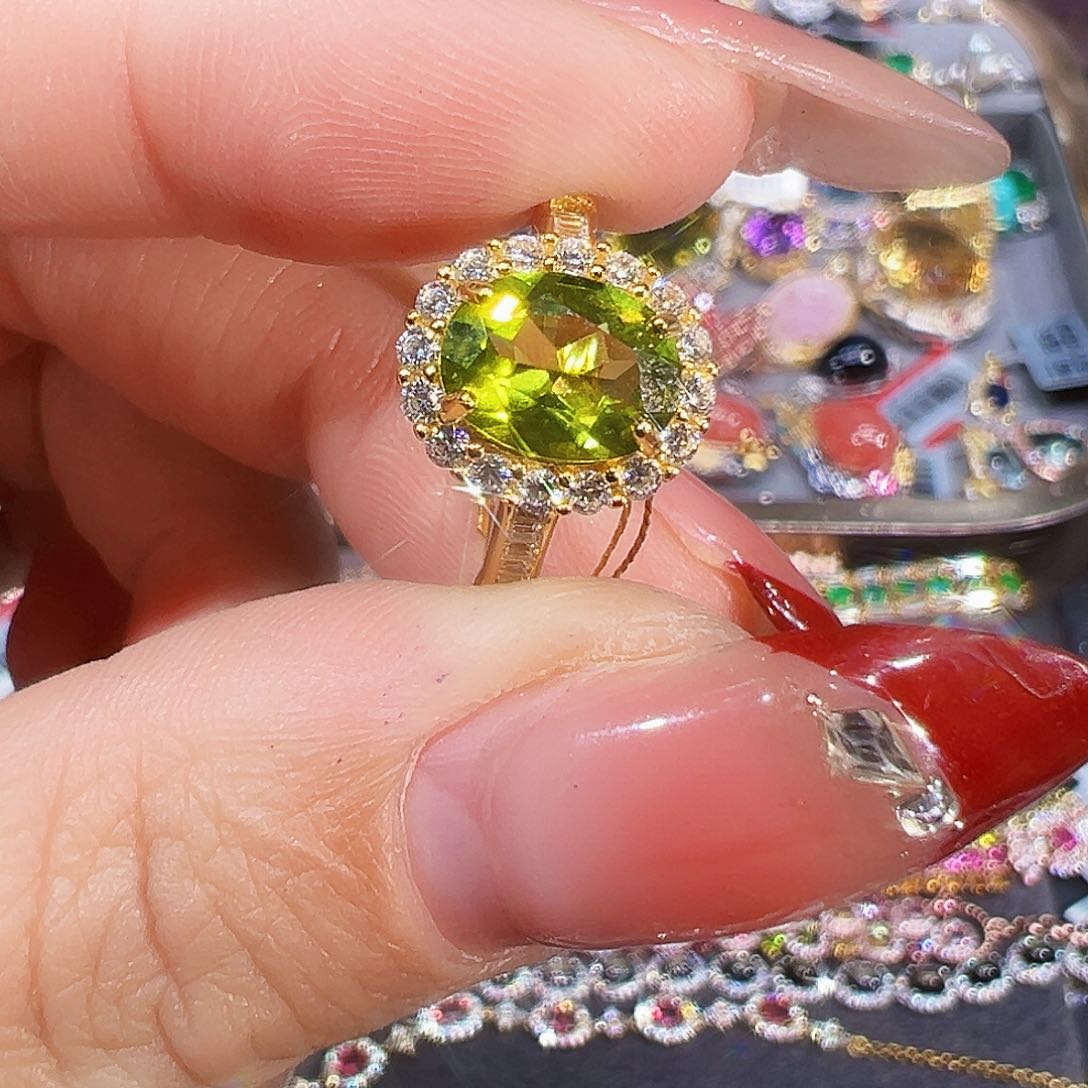 银S925镶嵌珠宝奇石橄榄石