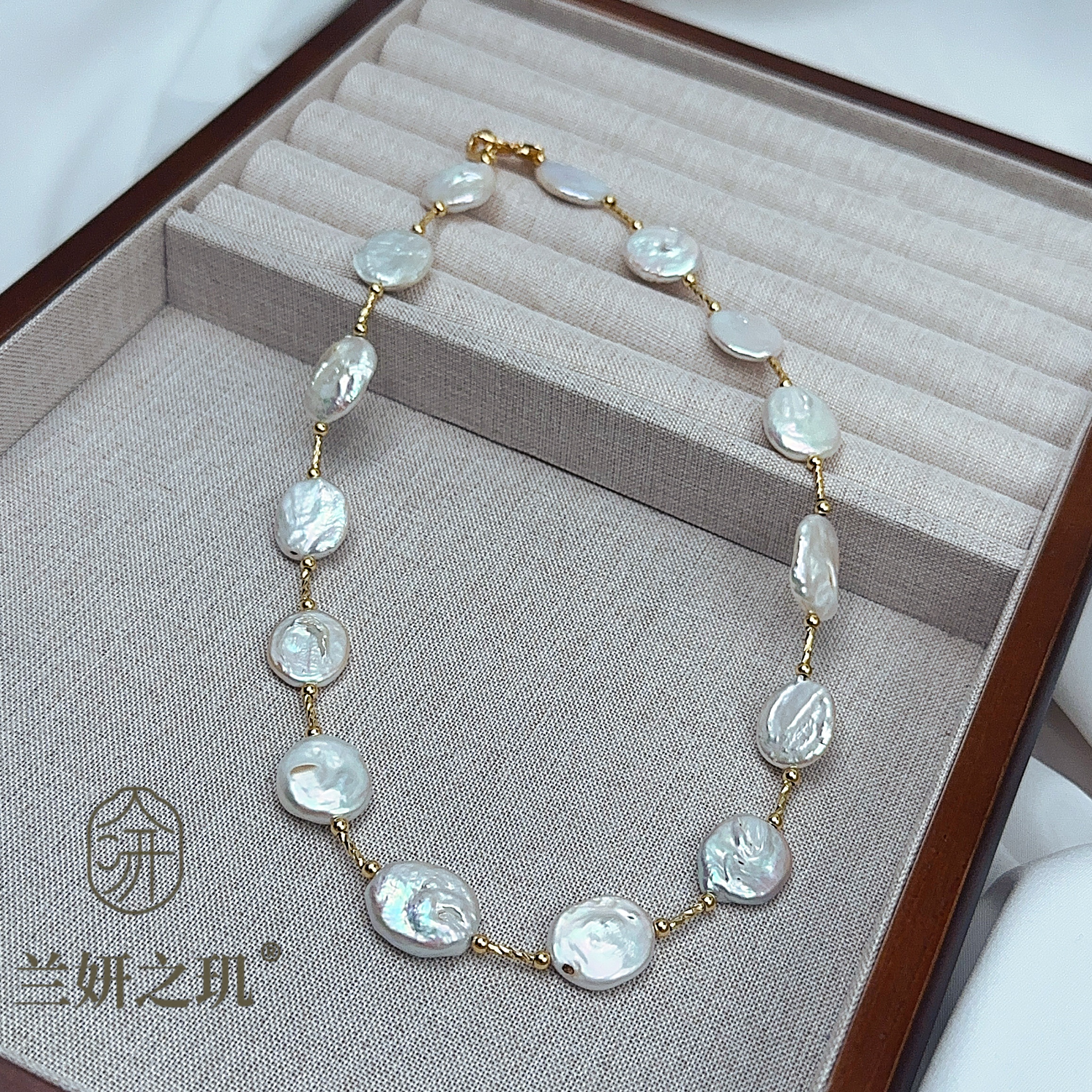 淡水珍珠 椭圆异型珍珠蝴蝶镶锆项链 高端气质百搭项链 8880