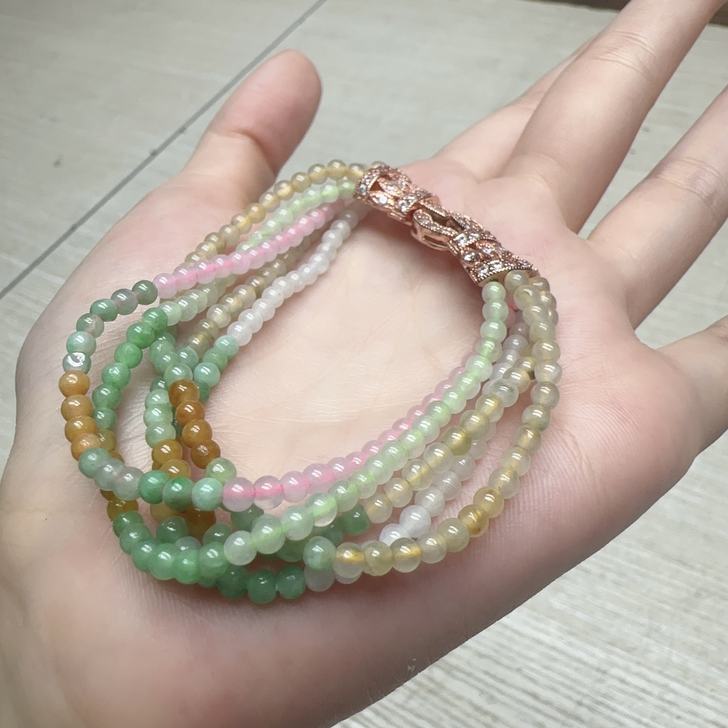 天然翡翠A货 彩虹女神手链 