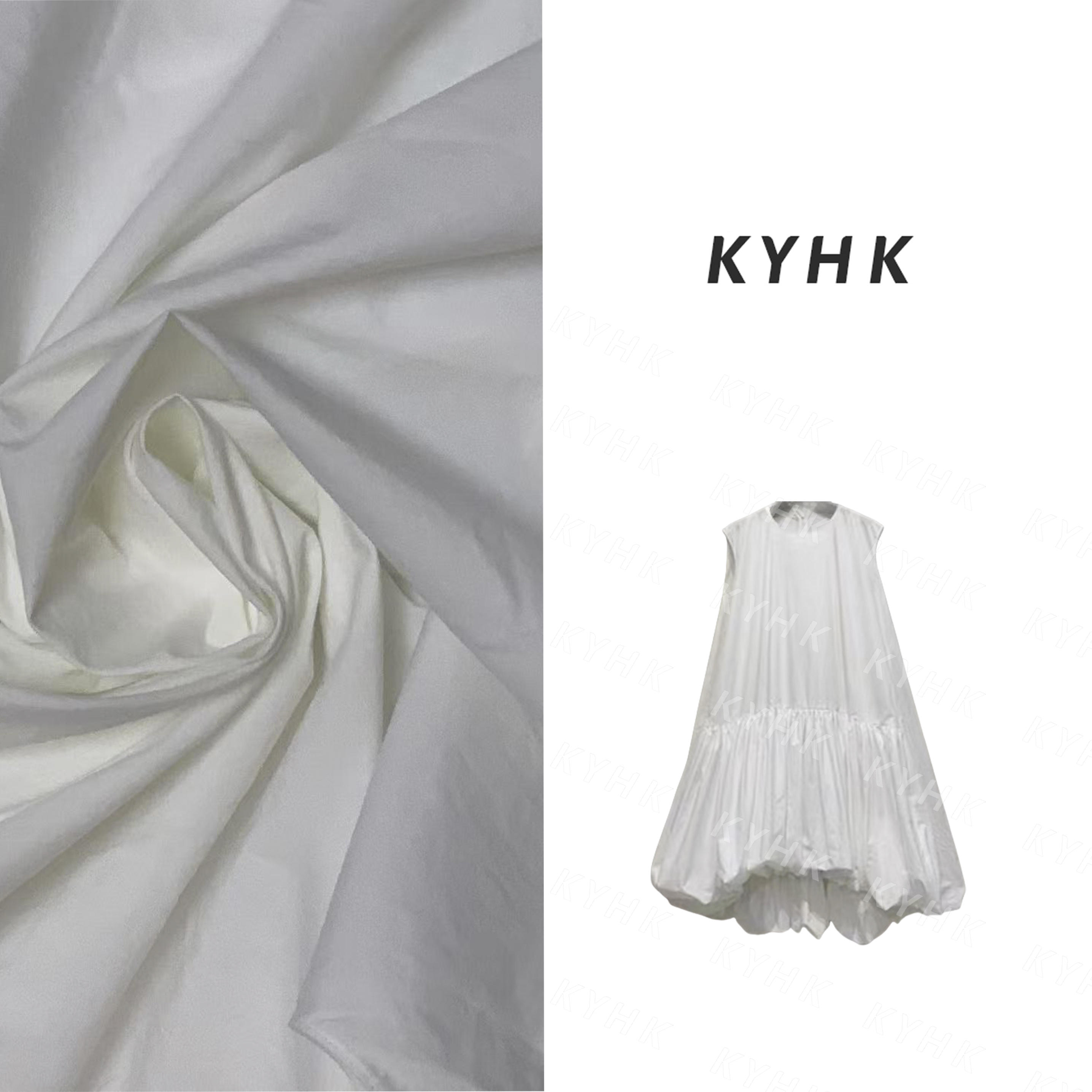 KYHK夏季时尚气质纯色无袖泡泡连衣裙外套女250345