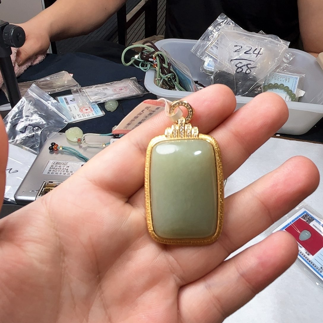 和田玉银S925镶嵌吊坠(不含链)51
