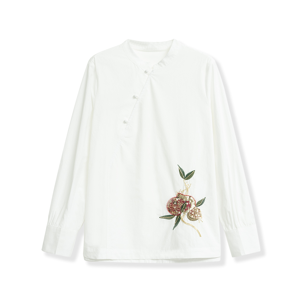 纯棉刺绣斜门襟新中式衬衫1209-354-A558