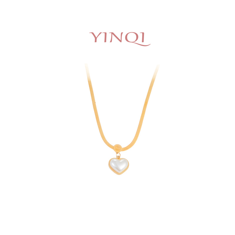 铜合金新款小众设计甜美桃心爱心扁蛇骨项链2085