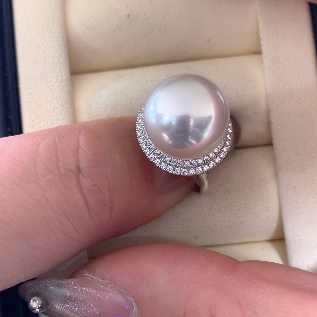 海水珍珠戒指18K金镶嵌