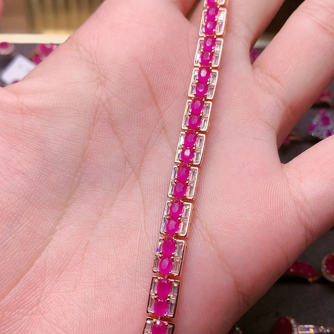 红宝石手链银S925镶嵌