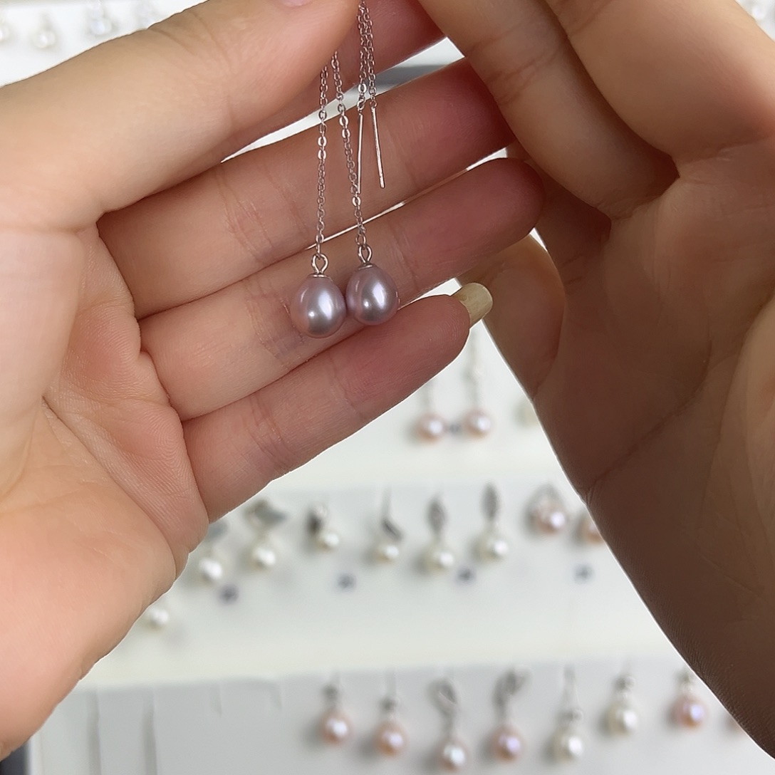 淡水珍珠耳饰银S925镶嵌