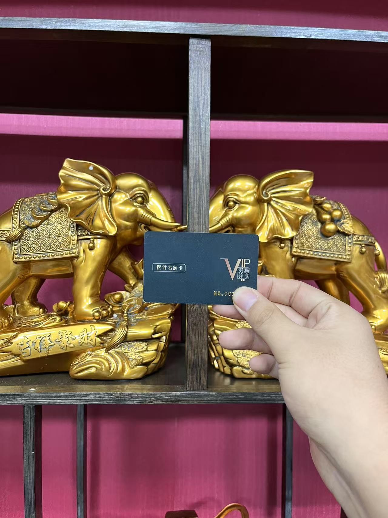 吉祥纳福大象一对黄铜摆件名额 卡(绯 现 货）到 货 为 卡 片