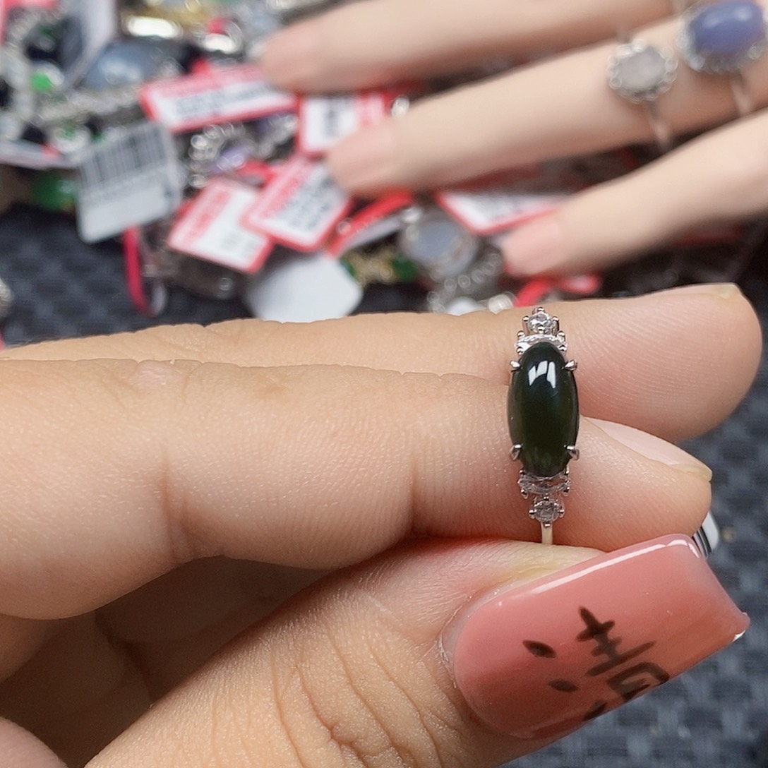 翡翠银S925镶嵌戒指