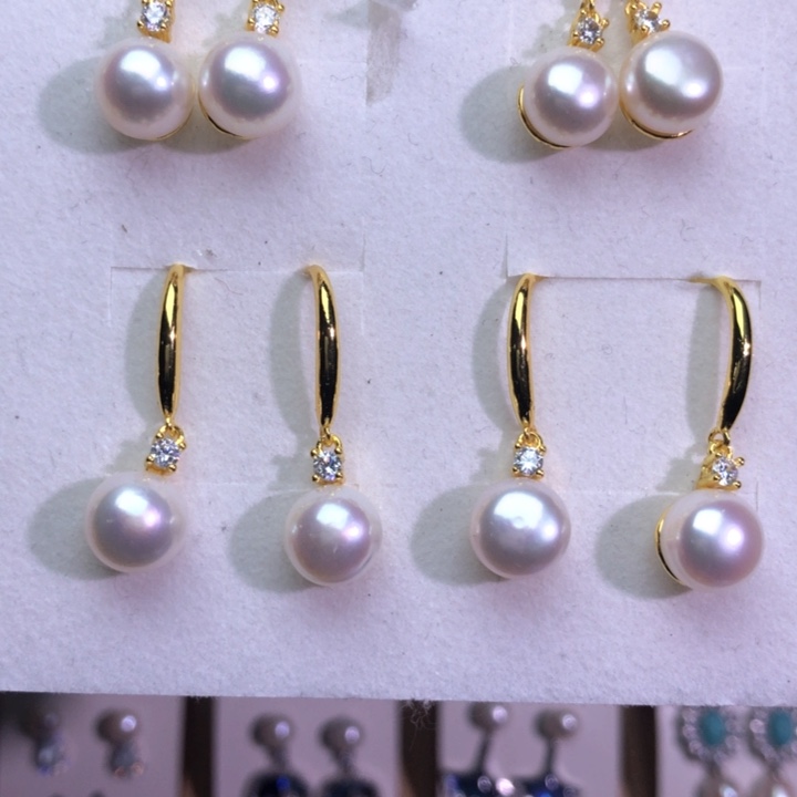 淡水珍珠耳饰银S925镶嵌