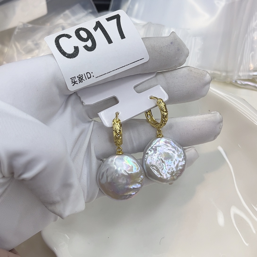 淡水珍珠合金耳饰