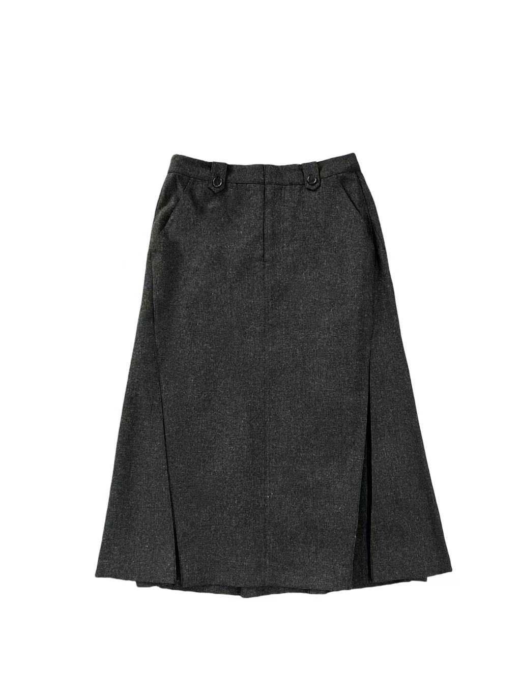 女款；3586高级复古感打褶半裙