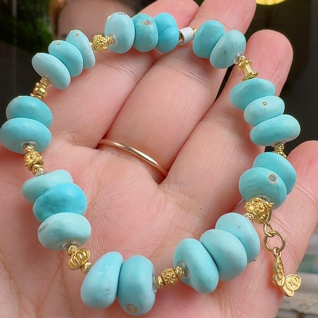 绿松石珠宝奇石18K金镶嵌