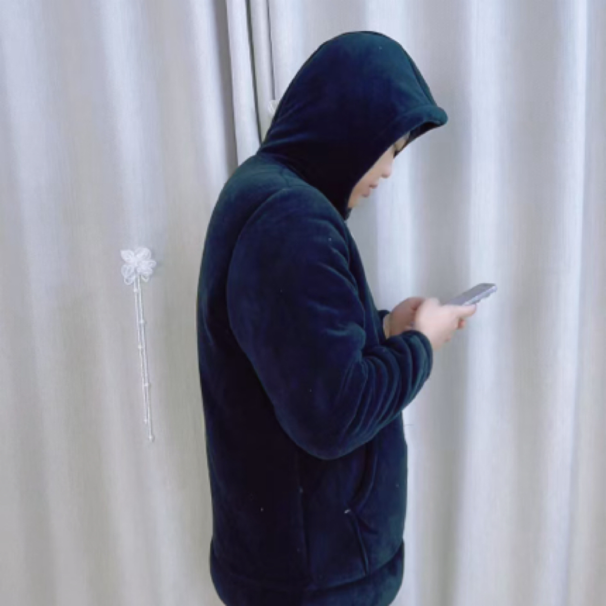 黑金系列连帽（拉链）海豚絾加絾加厚保暖冬季家居服套装男款