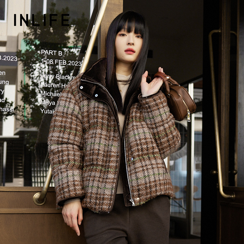 伊纳芙加厚羽绒服女冬季新款立领鸭绒保暖面包服外套D49BY9006