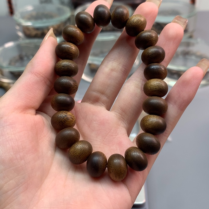 手串沉香1.2算盘珠单圈绿棋