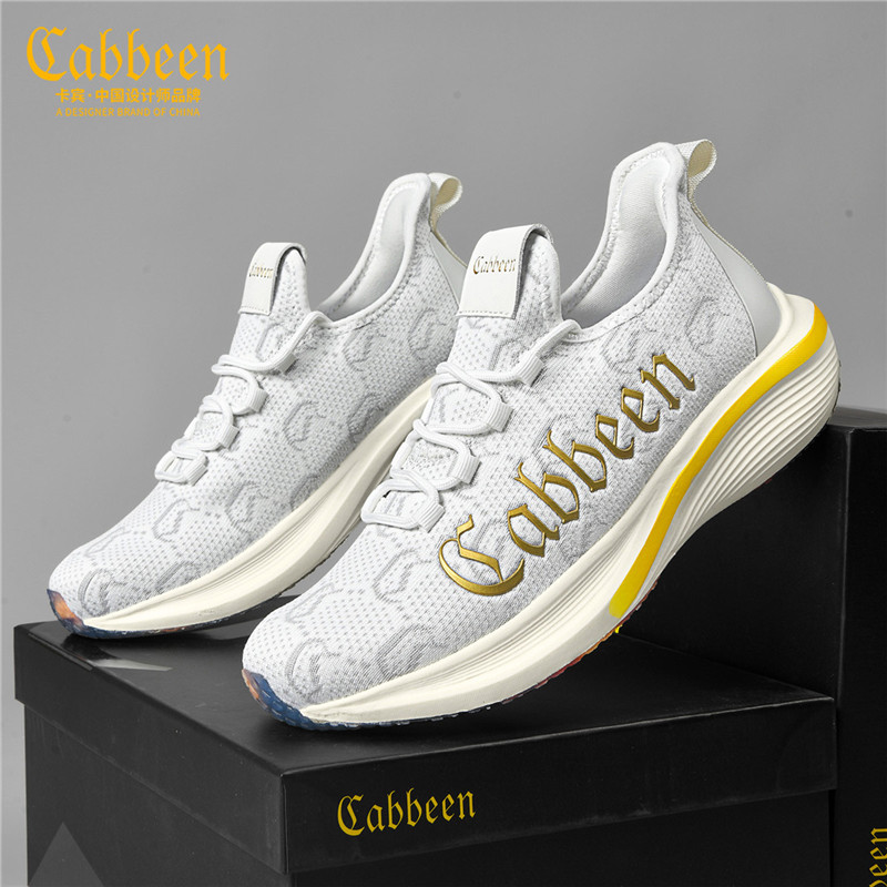 卡宾男鞋时尚透气单网运动鞋新款男士轻便网面休闲飞织鞋