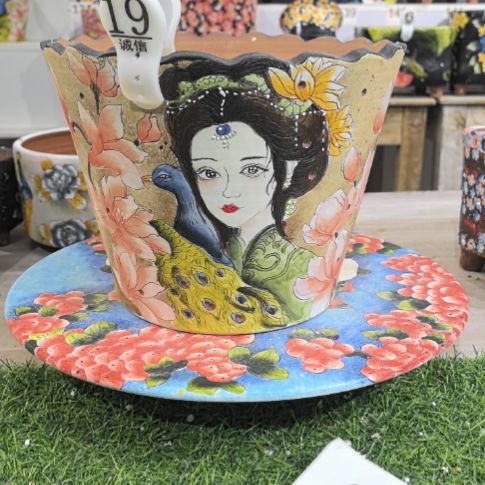 红泥花盆景德镇陶瓷