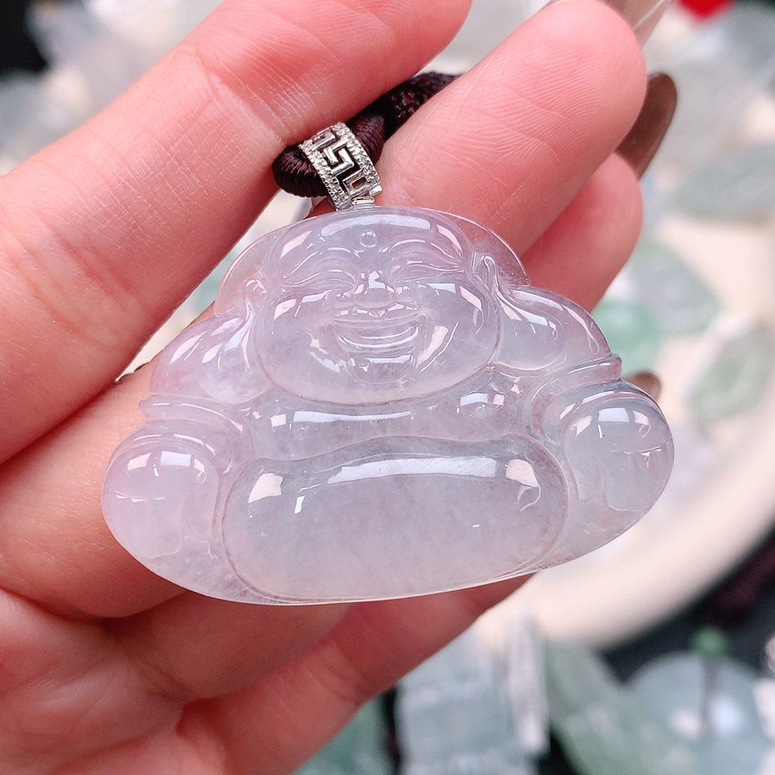 翡翠颈饰18K金镶嵌大冰佛37、29.5、43、6