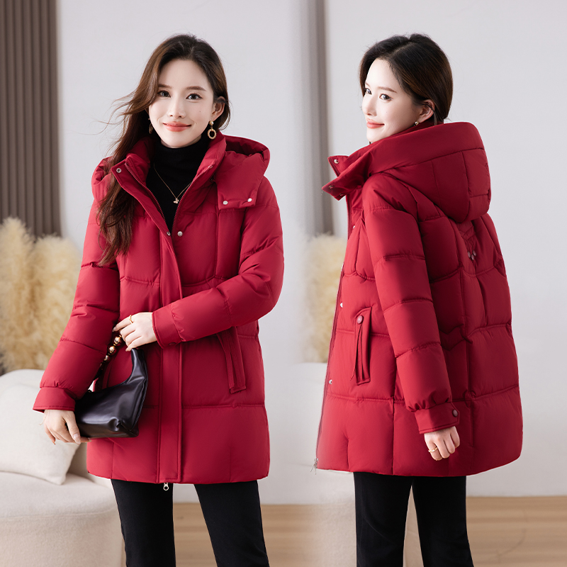 578#韩版时尚棉衣女中长棉服百搭显瘦洋气棉袄外套