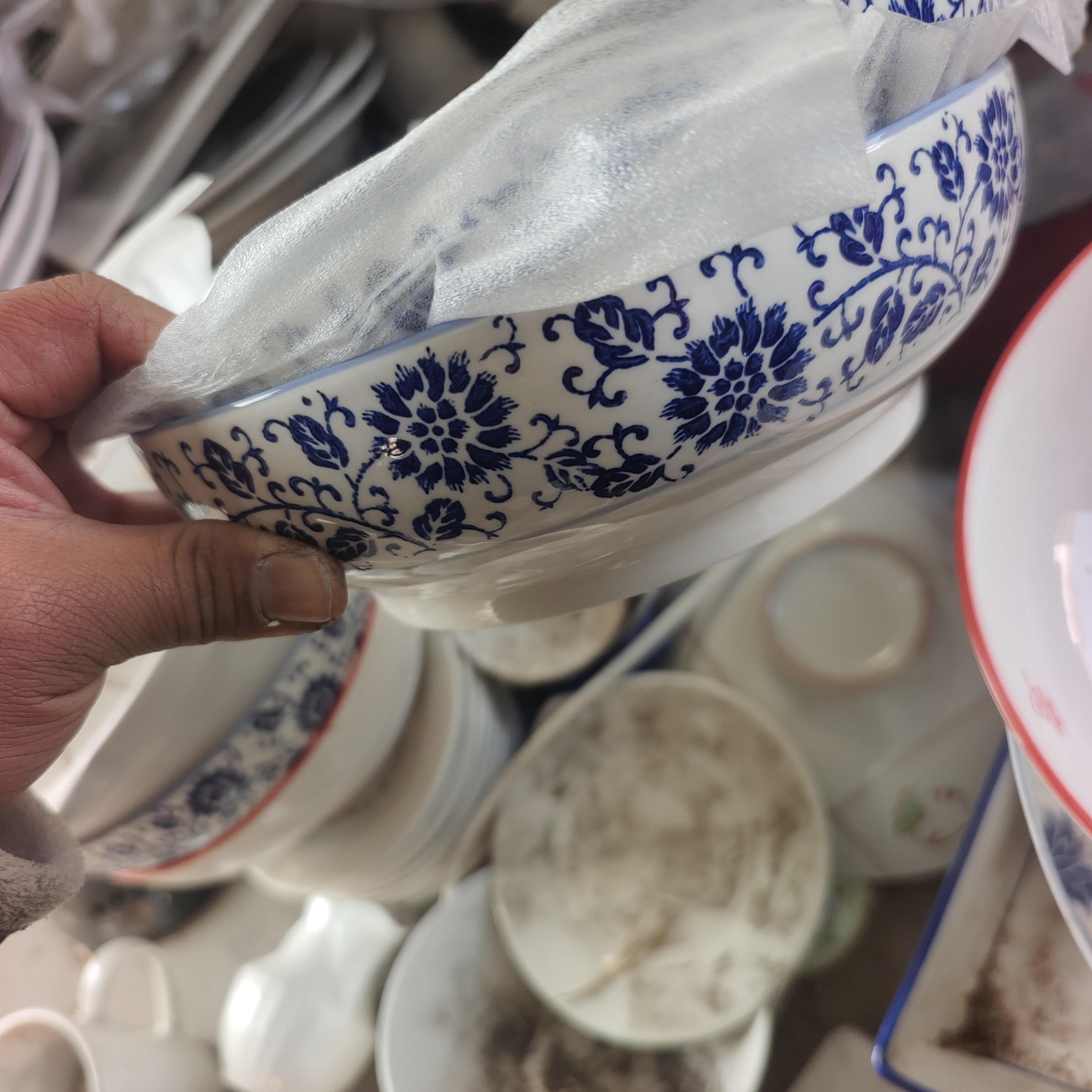 发两个汤盆饭碗口径23陶瓷汤碗