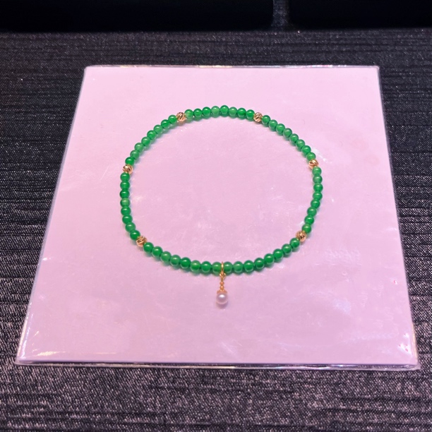 翡翠米珠手串18k金百搭时尚轻奢