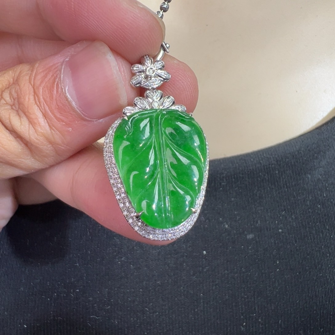 翡翠18K金镶嵌吊坠(不含链)