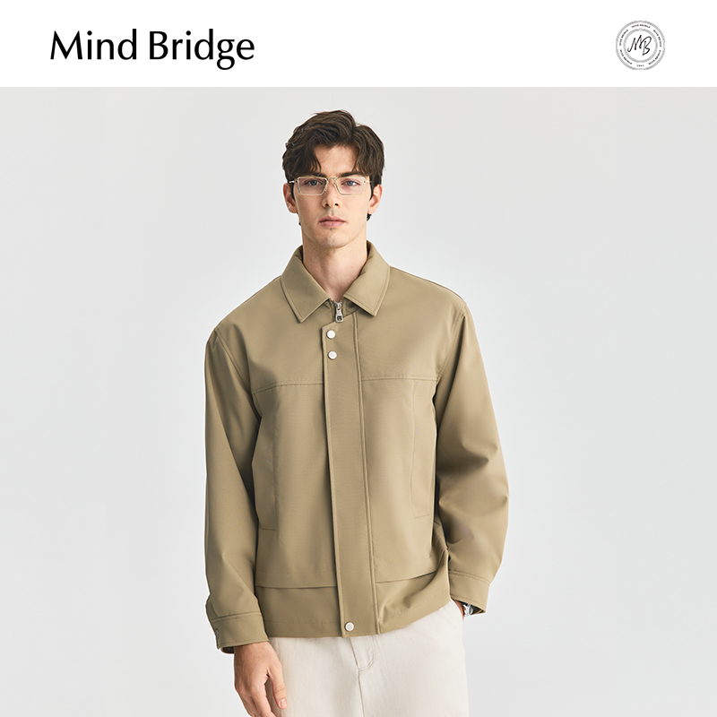 MindBridge【2025新款】男士翻领夹克韩版休闲春季纯色高级感外套