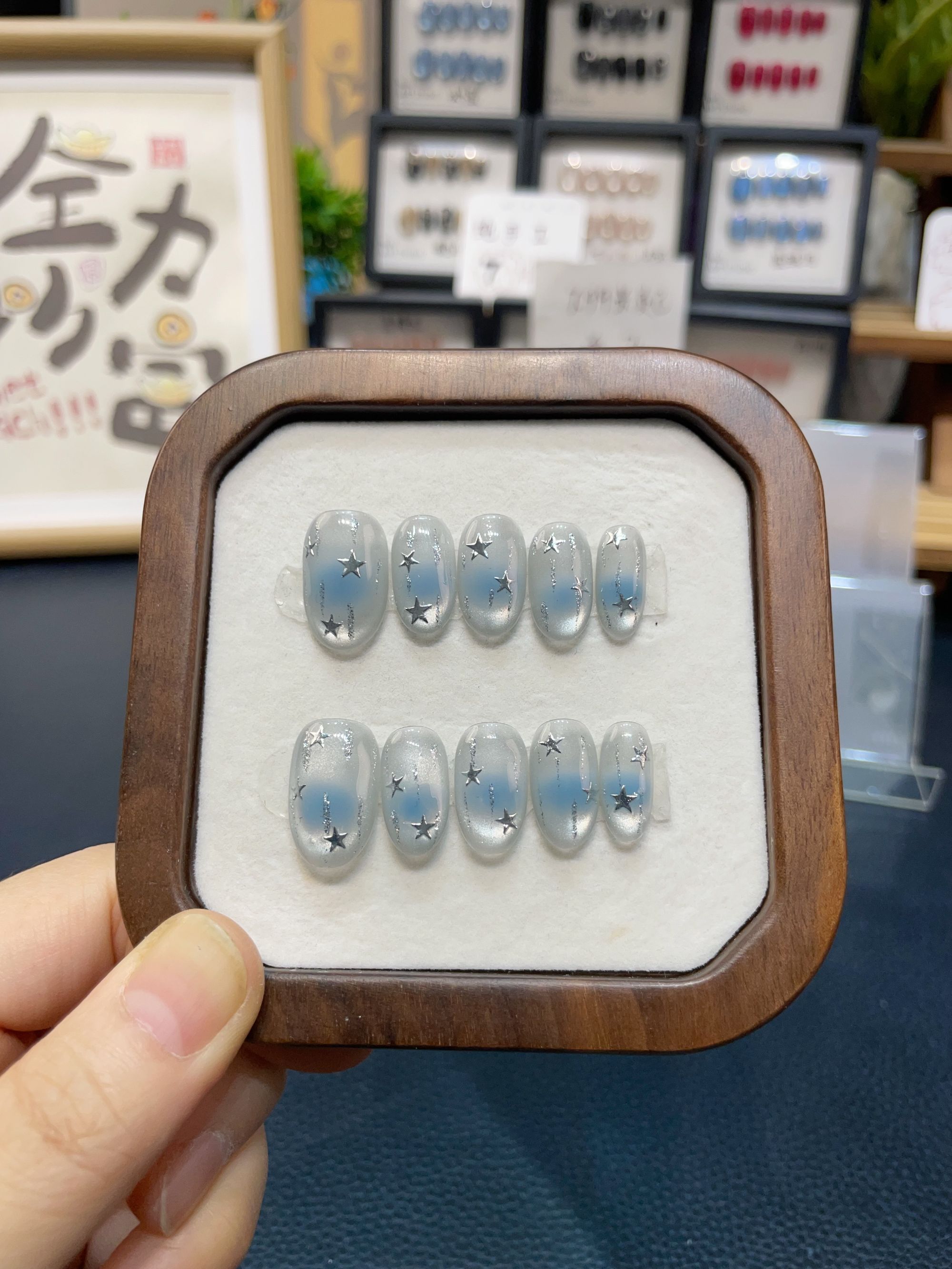 上新【星月】纯手工穿戴甲猫眼短甲显白气质款美甲十片装