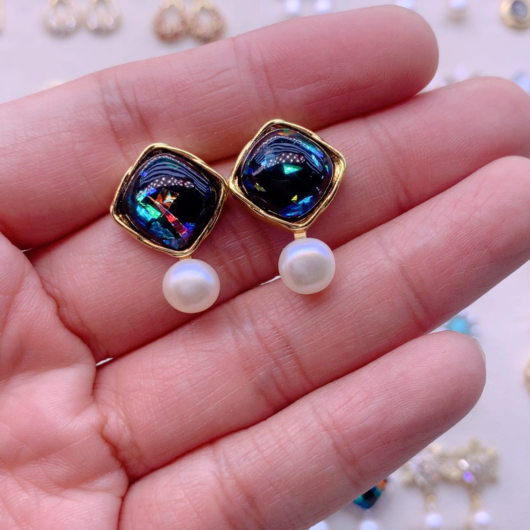 合金淡水珍珠耳饰