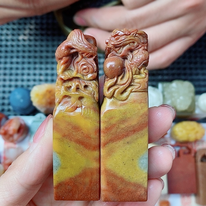 寿山石现场直播龙凤呈祥