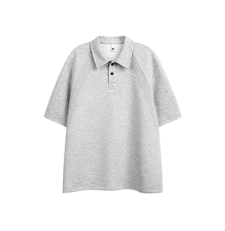 日系简约解构polo衫短袖t恤男女夏季cleanfit拼接翻领百搭上衣