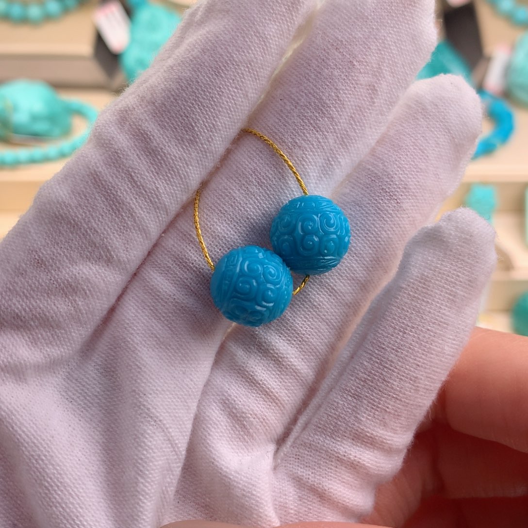 绿松石珠宝奇石未镶嵌12mm