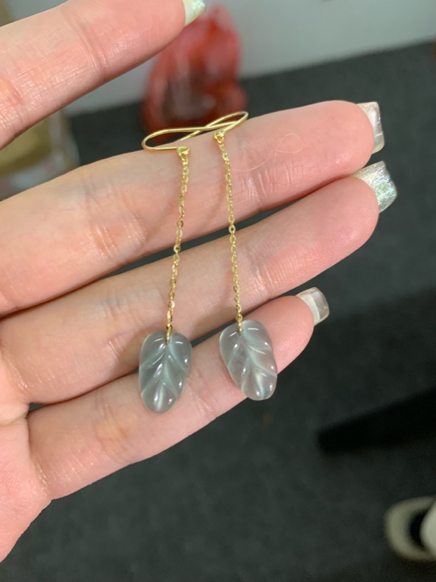 18k金翡翠A货耳钩